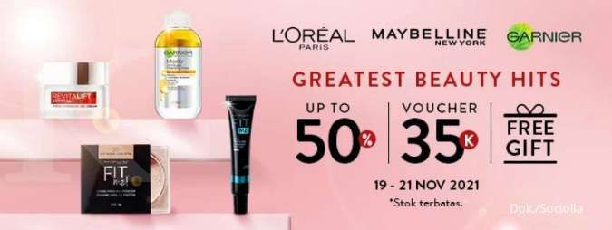 Promo Produk Kecantikan dari Merek L'Oreal, Maybelline, dan Garnier Diskon s/d 50%
