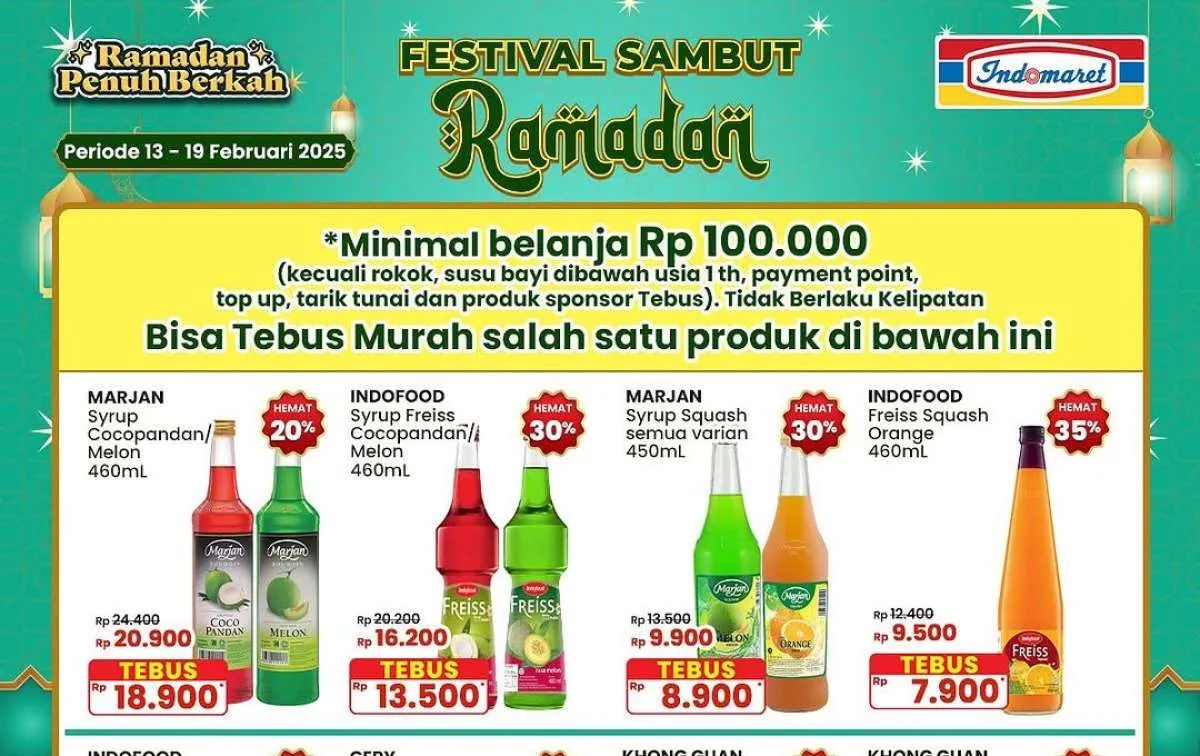 Promo Indomaret Sambut Ramadan 13-19 Februari 2025, Marjan dan Indofood Tebus Murah