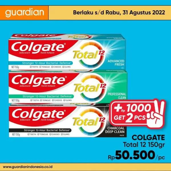 Promo Guardian +1000 Get 2 Pcs Periode 25-31 Agustus 2022