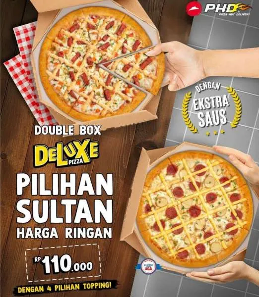 PHD Double Box Deluxe pizza