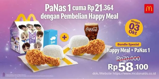 Promo McD Bundle Special Happy Meal + PaNas 1 Cuma Rp 58.000-an, sampai 3 Oktober