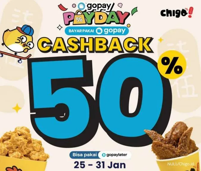 Promo Chigo Payday 25-31 Januari 2023 Cashback 50%