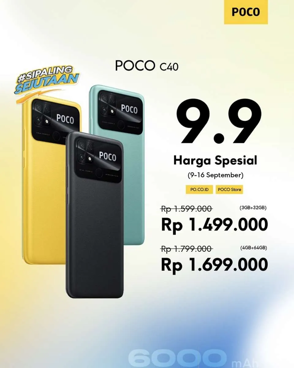 POCO C40 SiPalingSejutaan Bisa Didapatkan di Harbolnas 9.9 dengan Promo Ekstrem