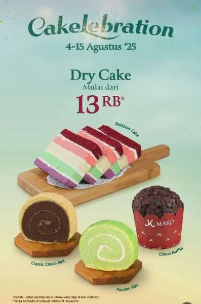 Promo Mako Bakery Cakelebration Dry Cake Mulai Rp 13k