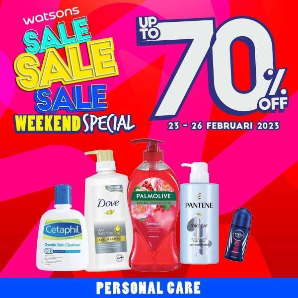 Promo Watsons Weekend Special, Aneka Produk Body Care Diskon s/d 70% dan Buy 1 Free 1