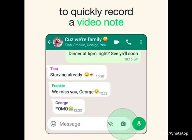 Cara Membuat Video Note WhatsApp untuk Kirim Pesan Tanpa Teks