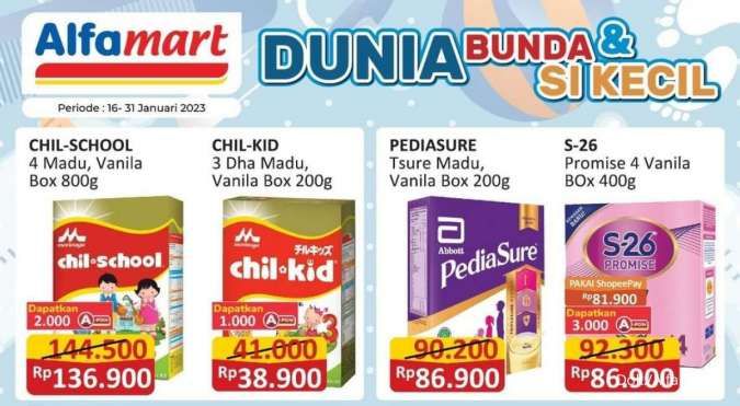 Promo Alfamart s/d 31 Januari 2023, Susu Hingga Body Care Anak Harga Ekonomis