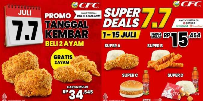 Promo 7.7 CFC Edisi 1-15 Juli 2024, Paket Ayam-Burger Mulai Rp 15.454