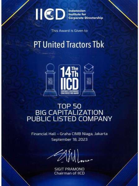 United Tractors Masuk Top Emiten Berkapitalisasi Pasar Terbesar di IICD CG Award 2023