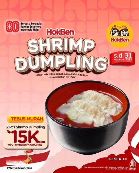 Promo HokBen Tebus Murah Katsu Sando Shrimp Dumpling
