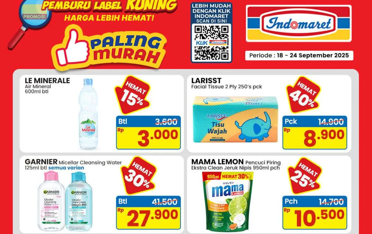 Promo Indomaret Murah 18-24 September 2025, Garnier Micellar Water Diskon 30%