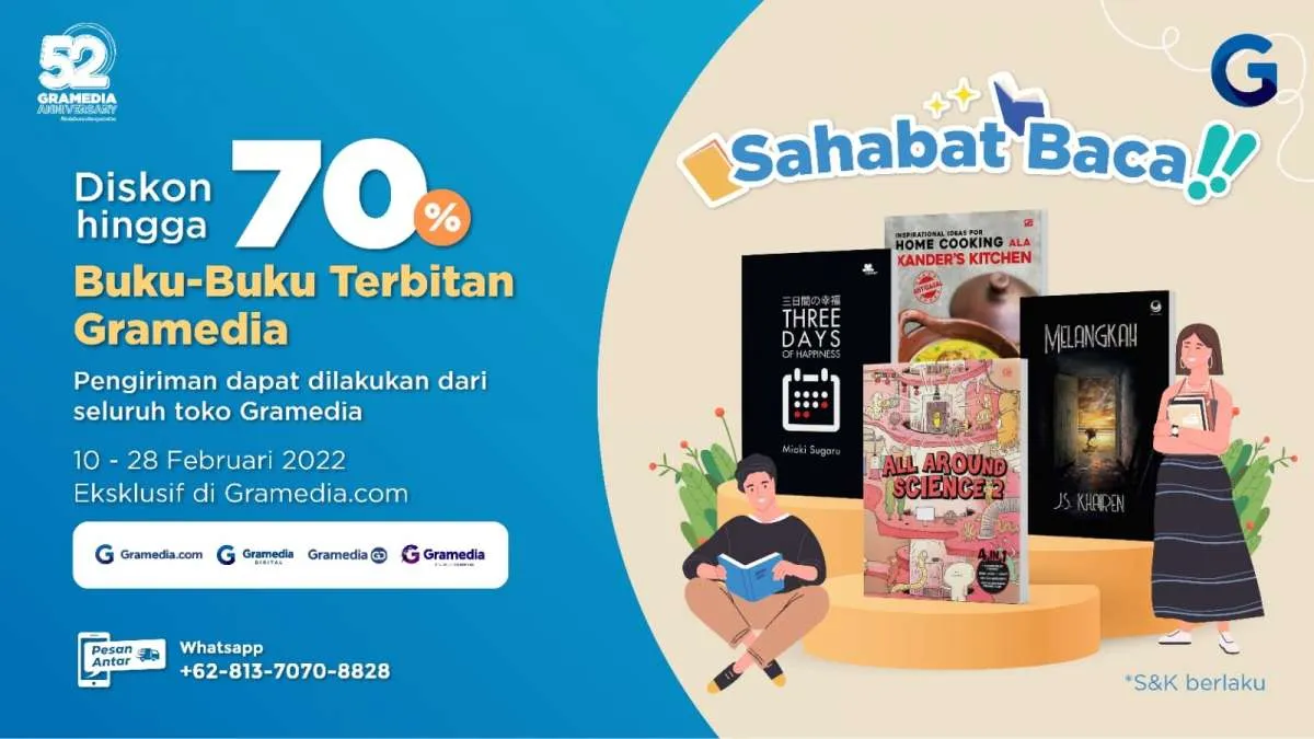 Promo Sahabat Baca & Gramedia Digital x BOOKR Class, Meriahkan HUT ke-52 Gramedia