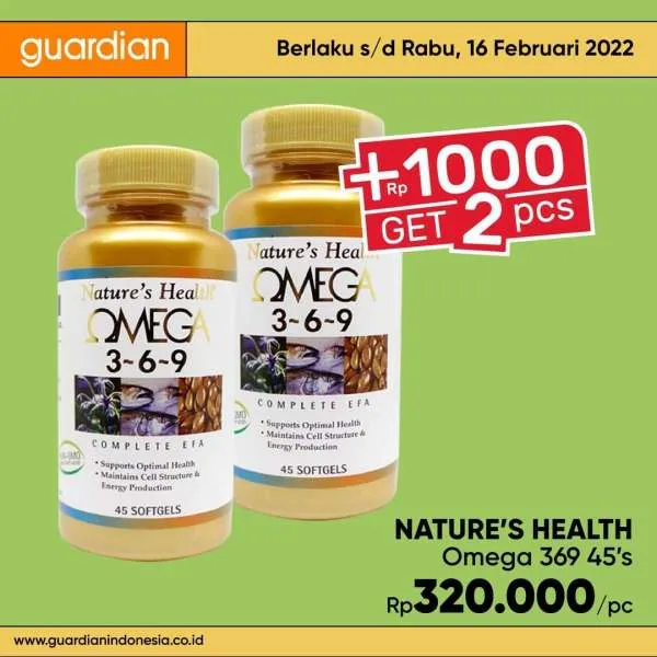 Promo Guardian +1000 Get 2 Pcs Periode 10-16 Februari 2022