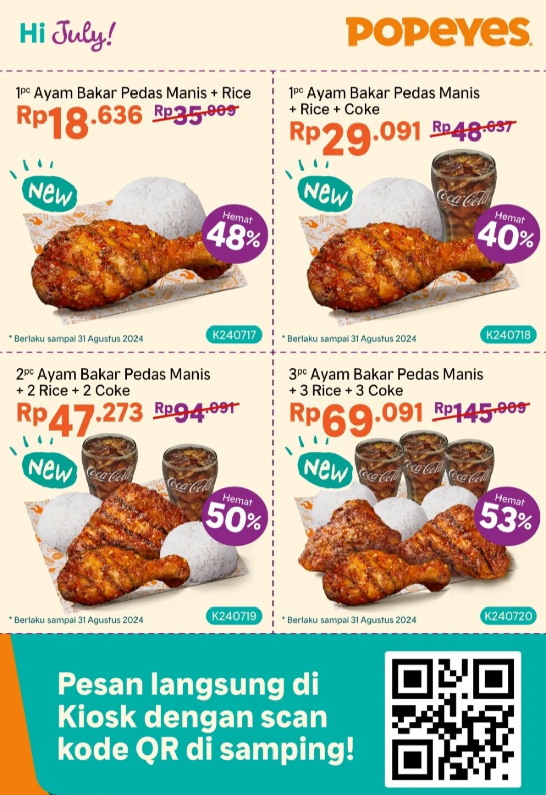 Popeyes promo Kupon Juli-Agustus 2024