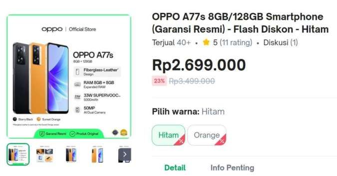 Harga HP OPPO A77s