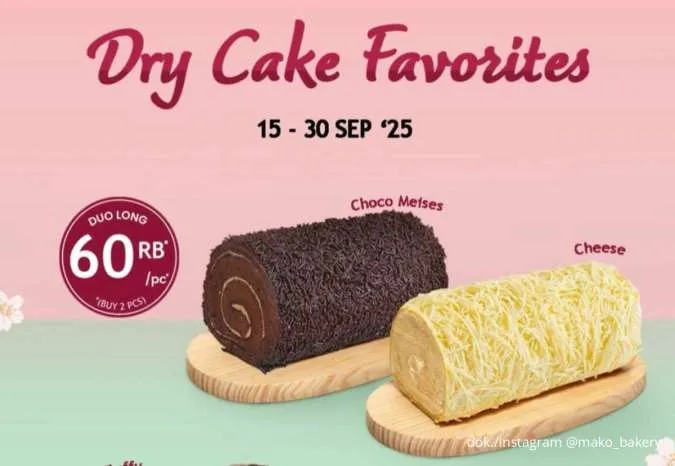 Promo Mako Bakery Dry Cake Favorites September 2025, Fluffy Cake Cuma Rp 40.000-an