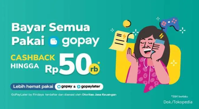 Promo Tokopedia-GoPay Agustus 2022, Cashback Rp 50.000 untuk Pulsa dan Tagihan