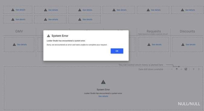 Google Data Studio aka Looker Studio Error