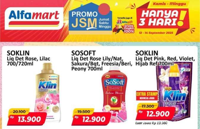 Promo JSM Alfamart 12-14 September 2025, So Klin & So Soft Mulai Rp 12.000-an