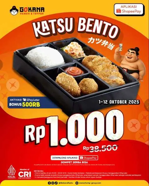 Promo Gokana Katsu Bento 1-12 Oktober 2025