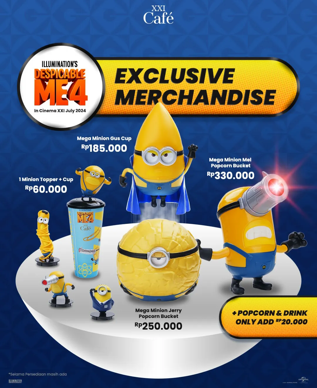 Promo XXI Merchandise Minions dari film Despicable Me 4