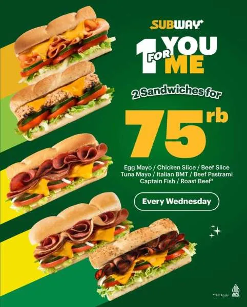 Promo Subway 1 For You 1 For Me
