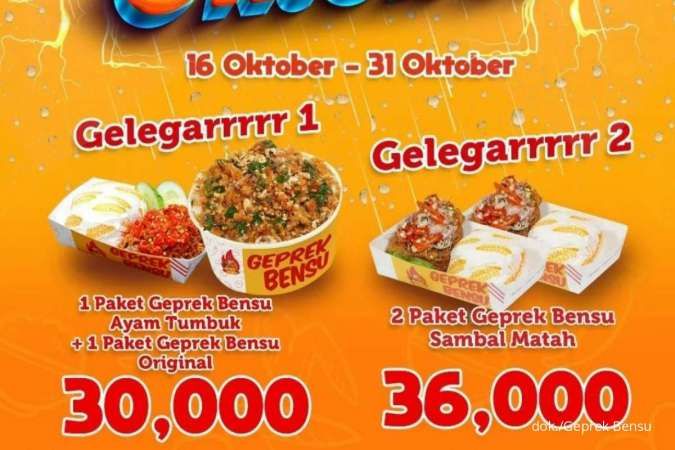 Promo Geprek Bensu Oktober 2022, Hemat 2 Paket Ayam dan Nasi Jadi Rp 30.000