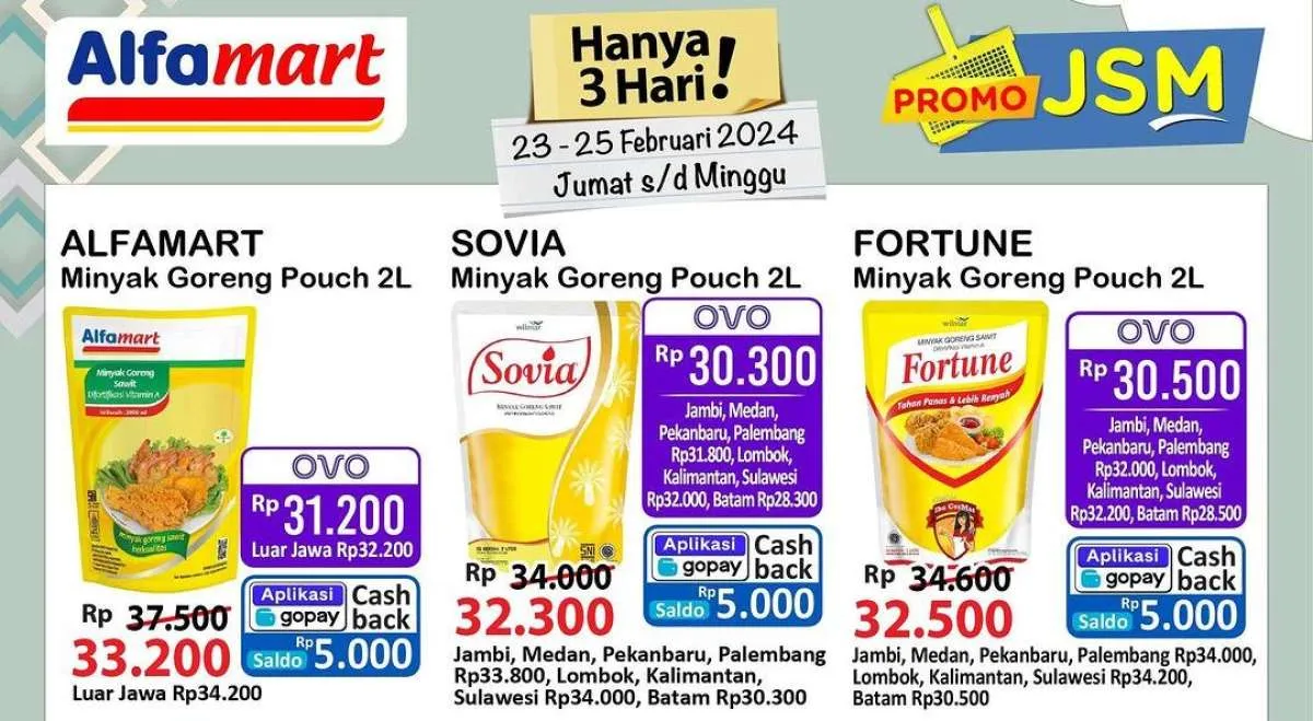 Promo JSM Alfamart Minyak Goreng Murah Hanya 3 Hari, Berlaku 23-25 Februari 2024