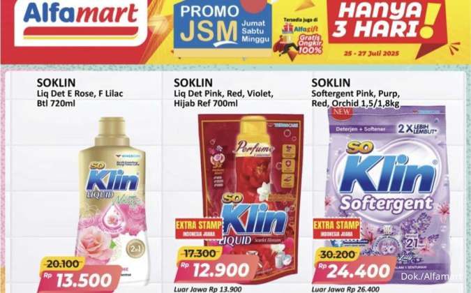 Promo JSM Alfamart 25-27 Juli 2025, Aneka Produk SoKlin Mulai Rp 8.900