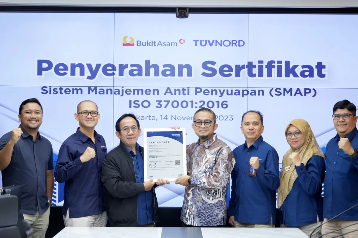 Bukit Asam (PTBA) Sukses Pertahankan Sertifikasi Sistem Manajemen Anti Penyuapan