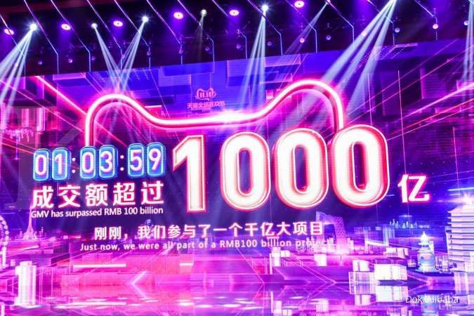 Dua jam pertama festival 11.11, Alibaba Group catat GMV US$ 18,32 miliar