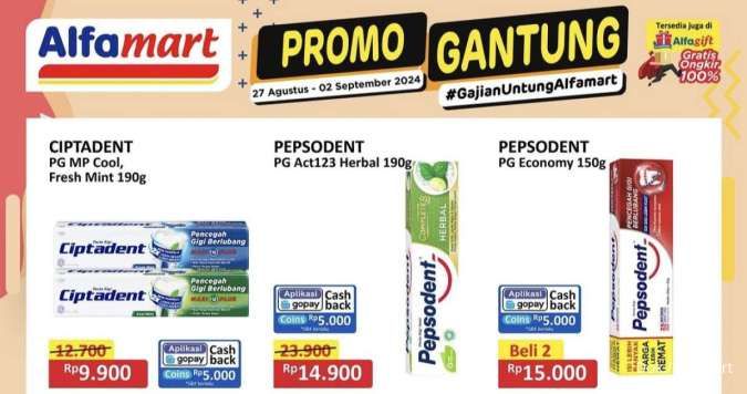 Promo Alfamart Gantung 27 Agustus-2 September 2024, Pepsodent Beli 2 Cuma Rp 15.000