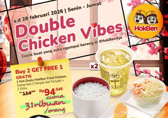 HokBen Tebar Promo Double Chicken Vibes Senin-Jumat, Buy 2 Get 1 & Buy 3 Get 1