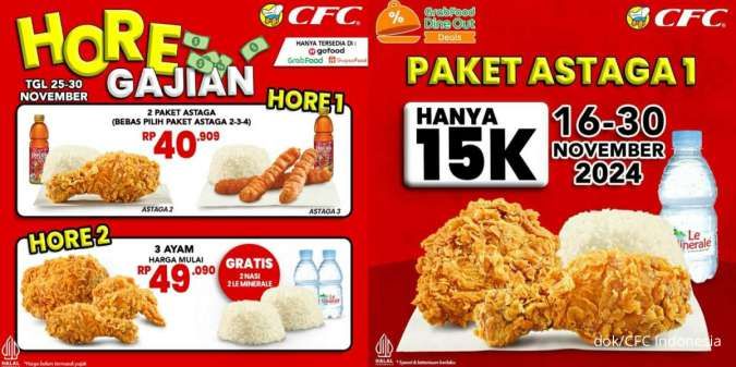 Promo CFC Payday 25-30 November 2024, Paket Hore Gajian-Dine Out Deals