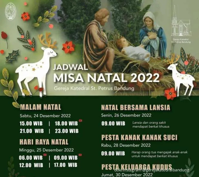 Jadwal Misa Natal di Gereja Katedral Bandung