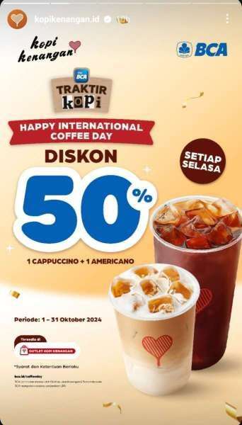 Promo Hari Kopi Sedunia di Kopi Kenangan dengan BCA