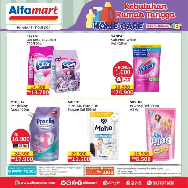 Promo Alfamart Home Care Diskon s/d 48% Periode 16-31 Juli 2024