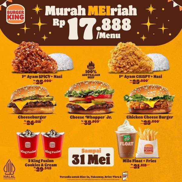 Promo Burger King Mei 2024 Serba Rp 17.000-an