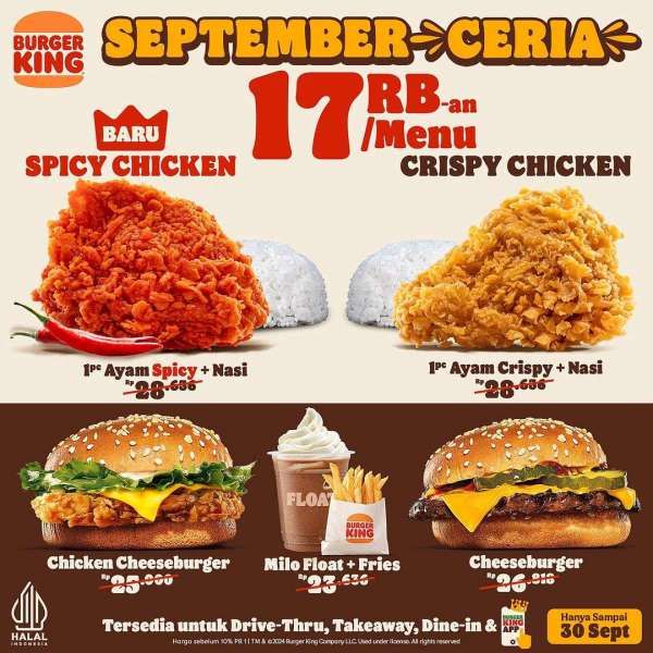 Promo Burger King Serba Rp 17.000-an Bulan September 2024