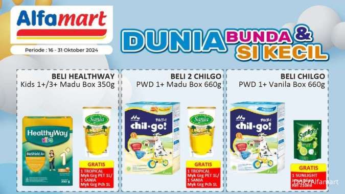 Promo Susu Anak di Alfamart sampai 31 Oktober, Ada Gratis Minyak Goreng & Sunlight