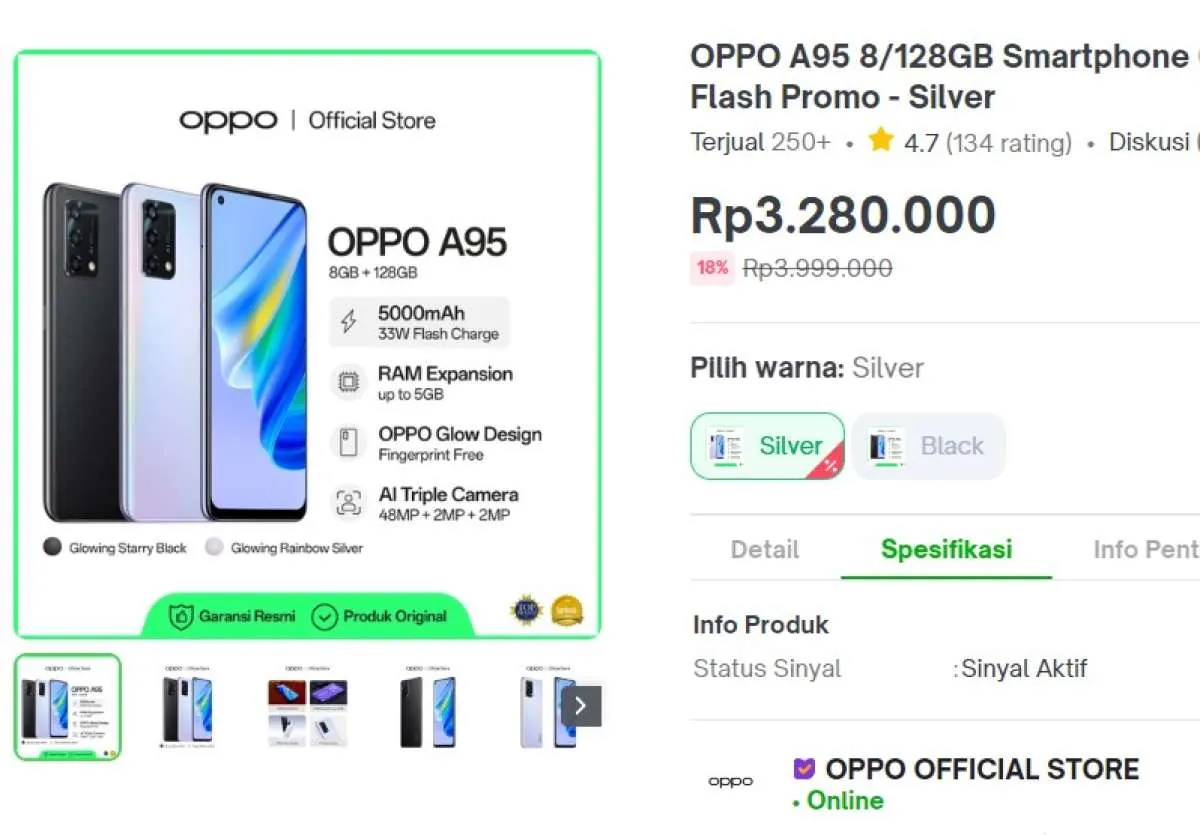Harga HP OPPO A95 Terbaru dan Spesifikasinya, Maret 2023