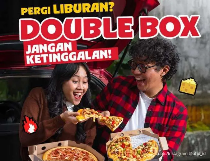 Promo PHD Double Box Hemat, Paket 2 Pizza dengan 14 Pilihan Topping Mulai Rp 80.000