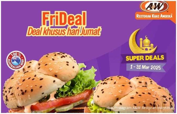 Promo A&W FriDeal Tiap Jumat, 1 Mozza™ Burger Free Deluxe Burger Mulai Rp 40.000