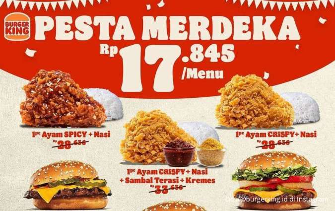 Promo Merdeka di Burger King-Pizza Hut & Wingstop Sampai Hari Ini, Mulai Rp 17.000-an