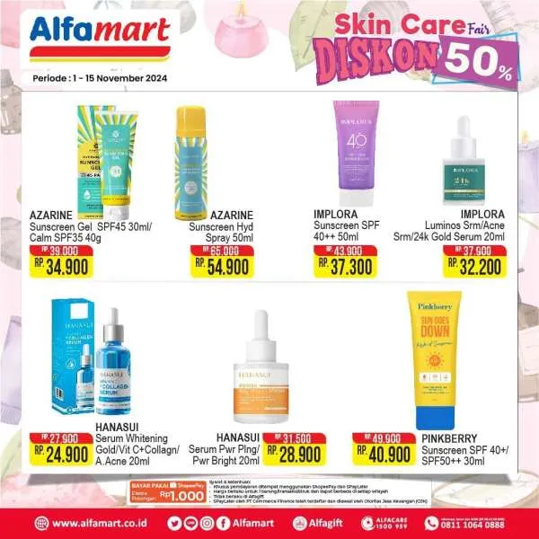 Promo Alfamart Skincare Fair Diskon s/d 50% Periode 1-15 November 2024