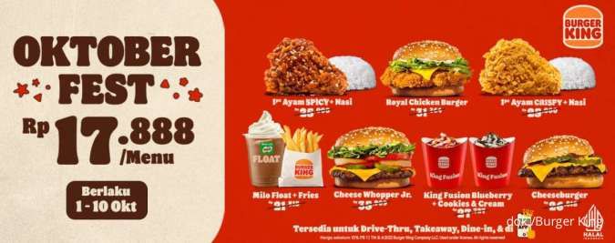 Promo Burger King 9 Oktober 2023, Paket Oktober Fest Serba Rp 17.000 Berakhir Besok