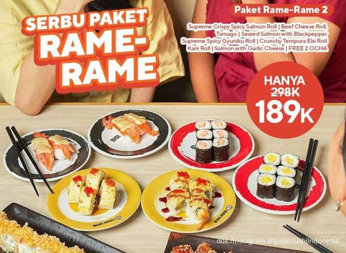 Promo Genki Sushi Paket Rame-Rame Agustus 2025, 8 Jenis Sushi Harga Spesial