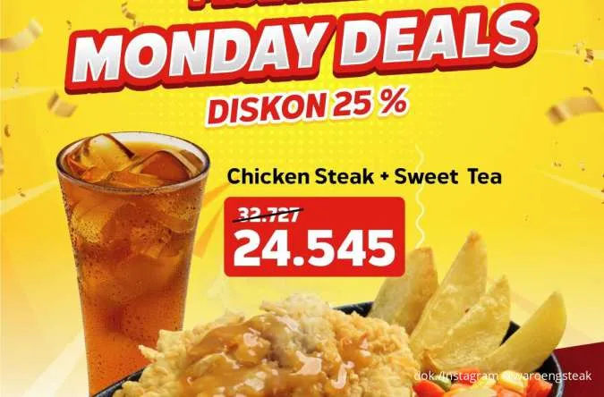 Promo Pesta Milad ke-25 Waroeng Steak 20 & 27 Oktober, Paket Steak & Minum Diskon 25%