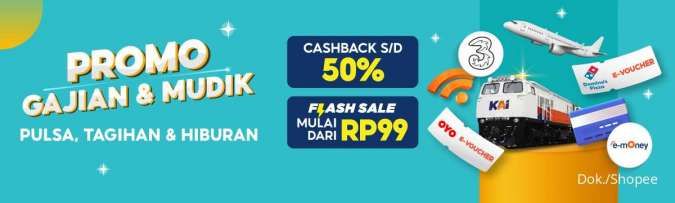 Promo Shopee Gajian 25-26 Maret, Beli Pulsa-Bayar Tagihan Cashback 50%