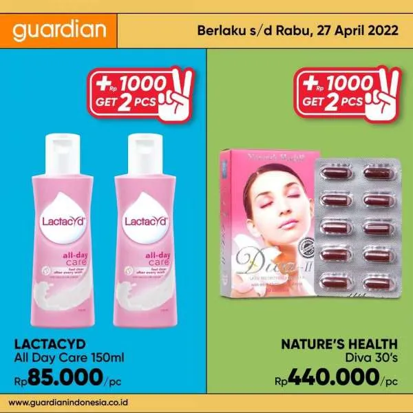 Promo Guardian +1000 Get 2 Pcs Periode 21-27 April 2022